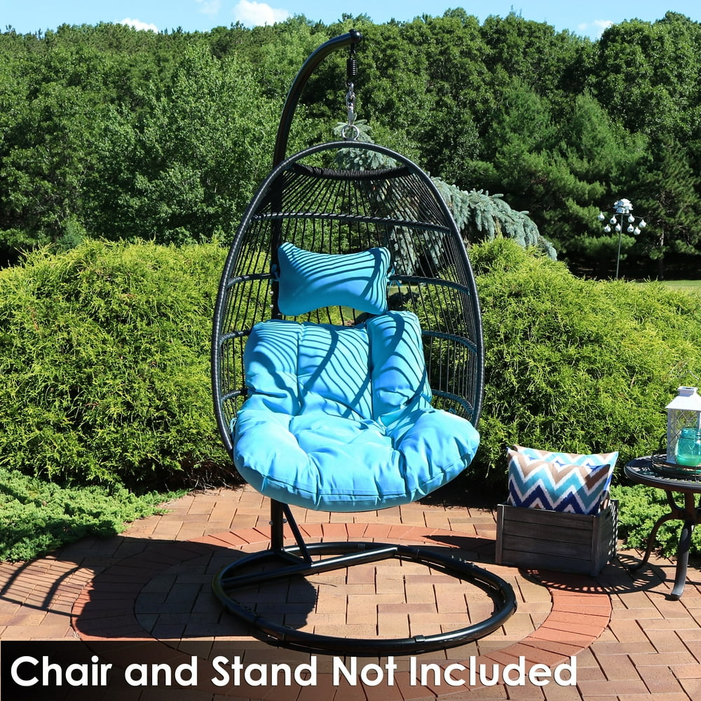 Sunnydaze Julia Hanging Egg Chair Cushions - Includes 1 Chair Cushion and 1 Headrest Pillow with 