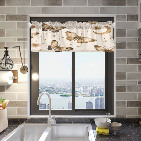 BZSMCE Alance Curtains Butterfly Pattern Design Modern Style Pattern Window Curtain Valance 52W" x 18L" for Kitchen Living Room Bedroom