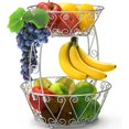 thumbnail image 1 of Simple Houseware 2-Tier Countertop Fruit Basket Bowl Storage Chrome, 1 of 7