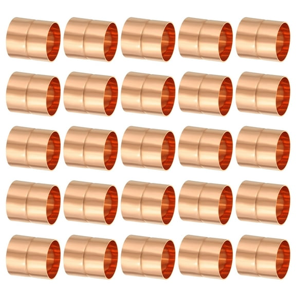 Uxcell 25 Pcs Copper Coupling, Pipe Fitting C x C Connector with Tube Stop (1" Nominal Size)
