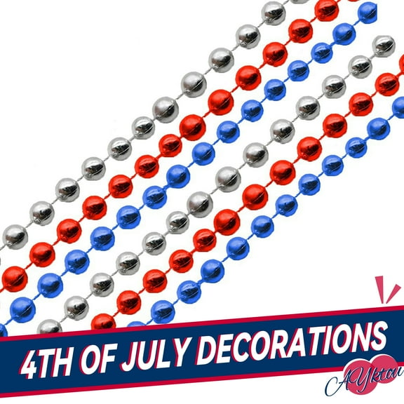 AYktou 4th of July Decorations-Red White and Blue Decorations Ball Garland 4th of July Accessories for Independence Day Memorial Day Decorations,Photo Backdrop,Party,Birthday,3 Strips a Pack