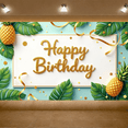thumbnail image 5 of Colorful Pineapple Happy Birthday Banner Tropical Leaf Decoration Event Background for Birthday Party Summer Celebration Photo Shoot, 5 of 7