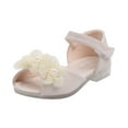 thumbnail image 2 of Oalirro Flat Sandals Toddler Infant Kids Baby Girls Pearl Floral Party Princess Leather Shoes Sandals, 2 of 7