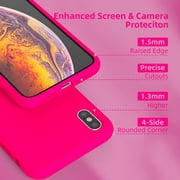 Compatible with iPhone Xs Max Case, Drop Protection Liquid Silicone Gel Rubber Full Body Bumper Cover with Soft Microfiber Shockproof Phone Case for iPhone Xs Max 6.5, Hot Pink