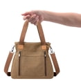 thumbnail image 4 of Bolso tote vintage de lona para mujer con múltiples bolsillos marrón, 4 of 5