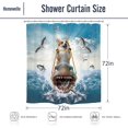 thumbnail image 2 of Funny Humor Shower Curtain Shark 60Wx72H Inch Bear Riding Surfing Cool Animal Gun Beach Blue Waves Ocean Birds Clouds Boys Men Art Polyester Fabric Bathroom Bathtub, 2 of 6