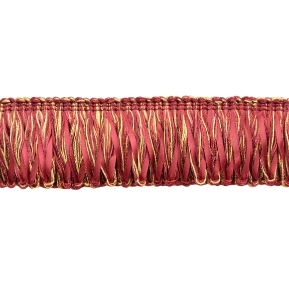 2" (5cm) Heirloom Collection Satin Ribbon Looped Brush Fringe Trim # 0200RLF,, Golden Raspberry Red #71379 (Pink Red, Light Red, Yellow Gold) Sold By The Yard (36"/3 ft/0.9m)