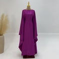 thumbnail image 2 of Dress for Women Dubai Bat Sleeve Shiny Robe 1Pc Abaya Eid Prayer Clothes Soft Travel Party Maxi Dress/Purple/S, 2 of 3