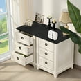 thumbnail image 3 of Elegant Nightstand, Rustic End Table with 3 Drawers Farmhouse Side Table with 3-tier Storage for Bedroom Living Room, White, 3 of 8