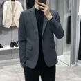 thumbnail image 2 of Chaqueta de traje fina para hombre, abrigo de negocios recortado, blazer para hombre, corte entallado, ropa clásica corta, sencilla, con botones, a la moda, 2024, 2 of 5