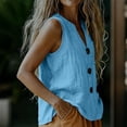 thumbnail image 6 of Yutgune Women's Button Down Linen Cotton Tank Top V Neck Sleeveless Casual Vest Shirt with Pocket, 6 of 9