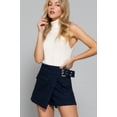 thumbnail image 3 of Saronite Solid Waist Belted Cotton Cargo Skort Mini Skirt, Navy (Women's), 3 of 5