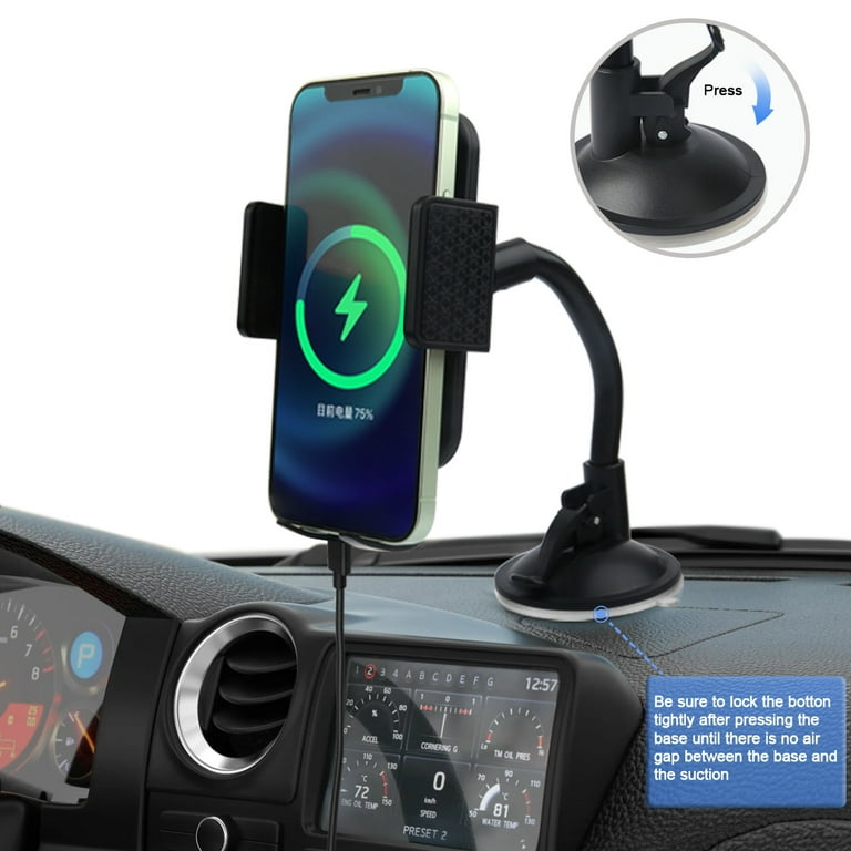 onn. Car Window or Dash Phone Mount Compatible with 2 in- 3.7 in Wide Mobile  Phones, Black 