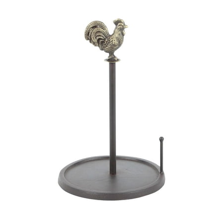 Decmode Farmhouse 15 Inch Iron Paper Towel Holder With Rooster Decmode Farmhouse 15 Inch Iron Paper Towel Holder With Rooster Accent Gray