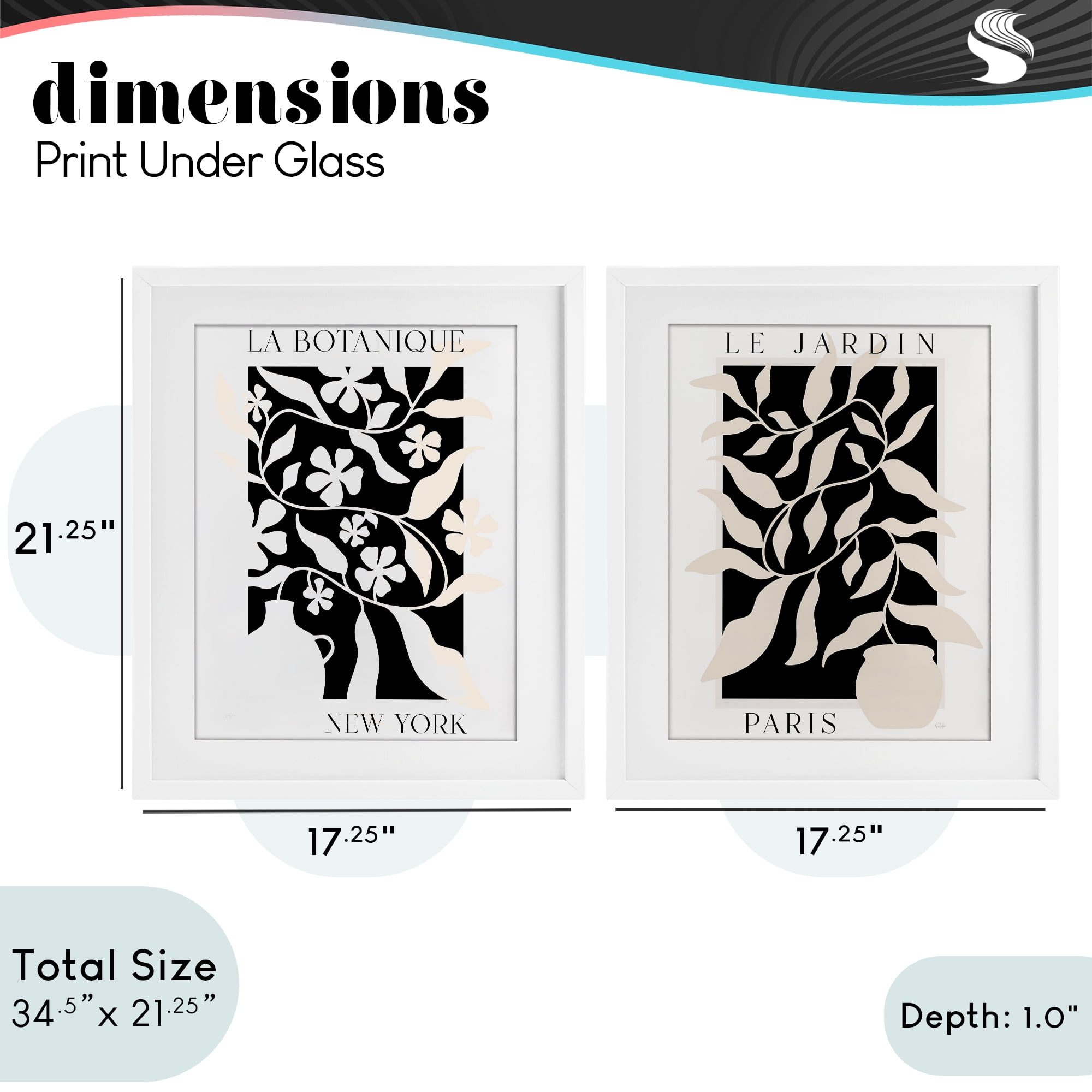 Stupell Industries New York & Paris Botanicals 2 Piece White Framed Print Under Glass Set, design by Natalie Carpentieri