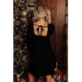 thumbnail image 2 of Chic Black Velvet Babydoll Dress with Tie Back - Long Sleeve Square Neck for Fall | XL, 2 of 12