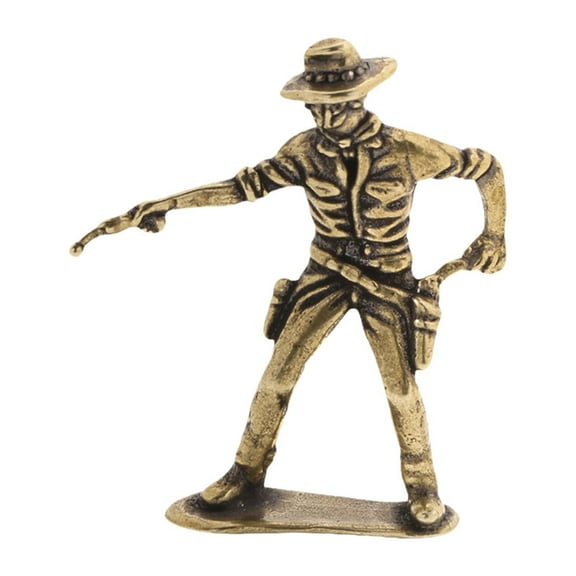 Cowboy Sculpture Antique Statue Table Centerpiece Brass Material for Bookshelf Cabinet TV Stand Decoration