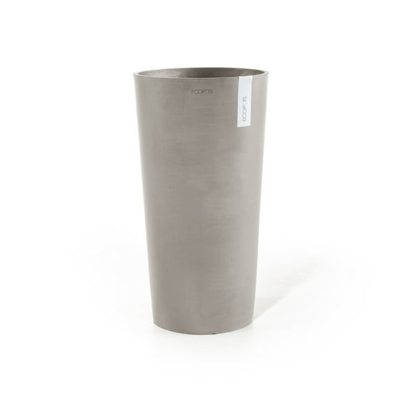 Ecopots Amsterdam Mid High Durable Modern Round Indoor/Outdoor Recycled Based Composite Flower Pot Planter, Taupe, 26"