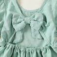 thumbnail image 6 of 4T Toddler Baby Girls Clothes Baby Girls Dress 4-5T Girls Short Sleeve Solid Color Dress Toddler Girls Summer Dress Green, 6 of 8