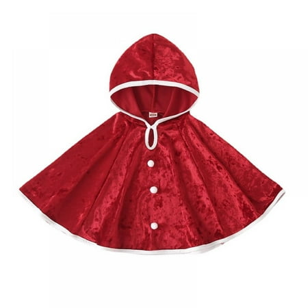 

MAXCOZY Toddler Baby Girl Christmas Red Cloak Mrs Claus Santa Velvet Hooded Poncho Cape Kids Xmas Costume Outfit 0-4 Years