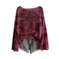 thumbnail image 2 of Womens T Shirts Loose Fit Loose Fit Long Sleeve T Shirt For Floral Print Casual Blouse Top Casual Tee Tops, 2 of 3