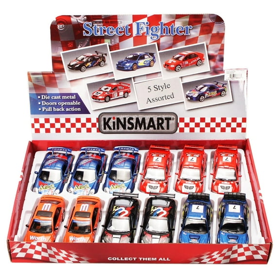Street Fighter Lexus Diecast Car Package - Box of 12 5 Inch Scale Diecast Model Cars, Assorted Colors