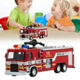 thumbnail image 2 of BINGLI Toy Fire Truck, Firetruck Toys with Extending Rescue Rotating Ladder Water Gun Lights and Siren Sounds, Pull Back Alloy Car Toys for Toddlers Boys Girls Kids Gift, 2 of 9