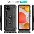 thumbnail image 5 of Cellular Phone Case for Samsung Galaxy A42 5G, Heavy Duty Protection with Metal Ring Holder Kickstand, Black, 5 of 7