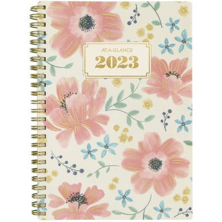 UPC: 0038576251335 | AT-A-GLANCE BADGE 2023-2024 Weekly Monthly Planner Floral Small 5 12 x 8 12 –