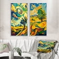 thumbnail image 1 of Designart "Countryside Art Swirling Vibrant Tree I" Meadow Framed Wall Art Set Of 2 - Traditional Gold Framed Canvas Set For Living Room Decor, 1 of 6