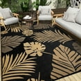 thumbnail image 3 of Aonewoe Outdoor Rug 8x10 Waterproof Patio Rug Reversible Plastic Straw Rug Indoor Outdoor Area Rugs Camping Carpet for RV, Picnic, Backyard, Deck, Balcony, Porch, Beach, Black & Gold, 3 of 8