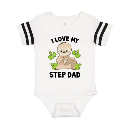 

Inktastic Cute Sloth I Love My Step Dad with Green Leaves Gift Baby Boy or Baby Girl Bodysuit