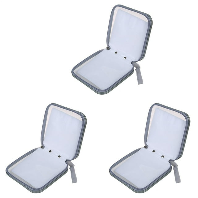 3X Caja Cartera Bolsa de Almacenamiento 40 Discos Album CD DVD - Plateado