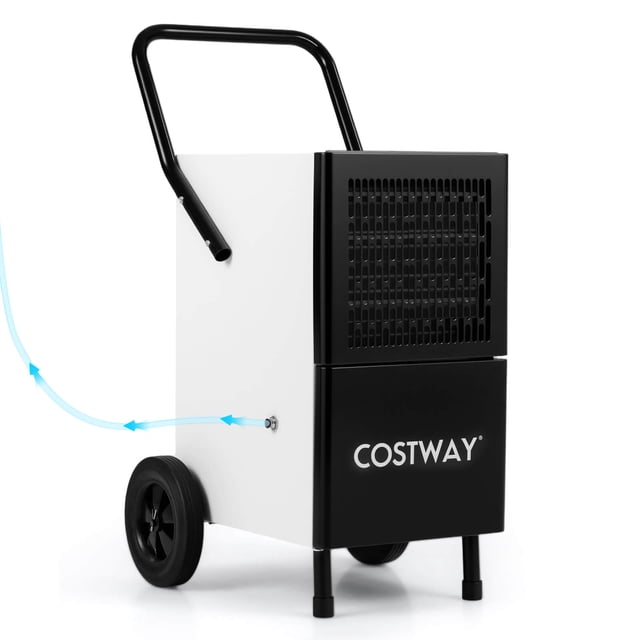 Costway 189-Pint Dehumidifier with Built-in Pump, Drain Hose & Wheels White + Black 7500 Sq. ft Coverage Area