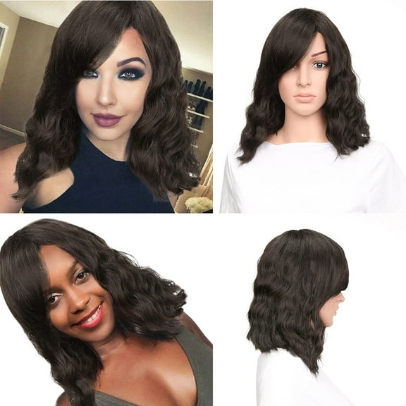 UTOURS Women's Short Black Curly Bobo Wig Brazilian Full Wig Bob Wave Natural Wigs