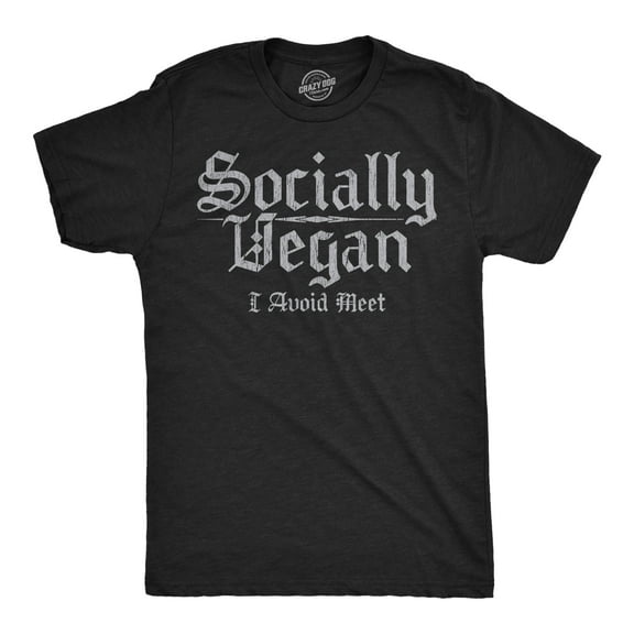 Mens Funny T Shirts Socially Vegan I Avoid Meet Sarcastic Graphic Novelty Tee for Men Graphic Tees