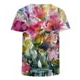 thumbnail image 4 of Blusa informal de manga corta con cuello redondo y estampado de verano a la moda para mujer Pompotops  hfajkhk134844, 4 of 5