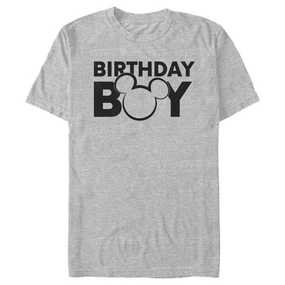 Men's Mickey & Friends Birthday Boy Outline Logo Graphic Tee Athletic Heather Small