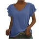 thumbnail image 1 of Camiseta casual para mujer Color sólido Volantes Manga corta Cuello en V Suéter Blusa Tops Fridja  ghk7229, 1 of 8