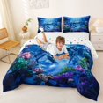 thumbnail image 3 of spefrowx Magical Blue Crab Full Size Comforter Sets for Kids, Underwater Reef Coral Bedding Comforter Set, Polka Dot Reversible, 3pcs, 1 Comforter and 2 Pillowcases, 3 of 6