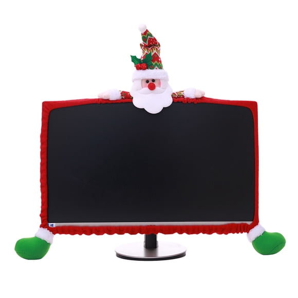 CIMAXIC christmas 25-35inch Screen Desktop Computer Monitor Cover Santa Claus Protector Christmas Decorations Festival Ornament (Red),24.41"X14.96"X0.79"