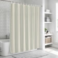 thumbnail image 5 of Light Green Lines Shower Curtain Set - 72" x 78" Washable Bathtub Curtain with 12 Hooks, Retro Minimalist Stripes Pattern Waterproof Fabric Stall Shower Curtains for Bathroom/Bathtub Décor, 5 of 6