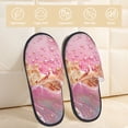 thumbnail image 2 of Lsque Abstract Pink Gold Splash Print Fuzzy Slippers Fuzzy Soft House Slippers Plush Furry Warm Cozy Open Toe Fluffy Home Shoes-Medium, 2 of 8