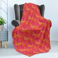 thumbnail image 4 of Abstract Soft Flannel Fleece Throw Blanket, Paintbrush Hits in Vibrant Colors Vivid Splatters, Cozy Plush for Indoor and Outdoor Use, 50" x 60", Hot Pink Earth Yellow, by Ambesonne, 4 of 5