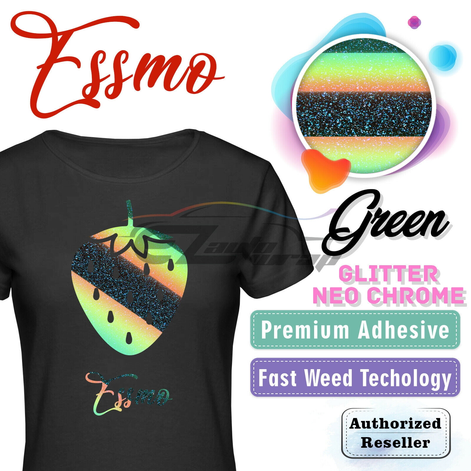 ESSMO™ Neo Chrome Glitter Holographic Sparkle T-Shirt Heat Transfer Vinyl HTV DHFL02 20"x84" (inches)