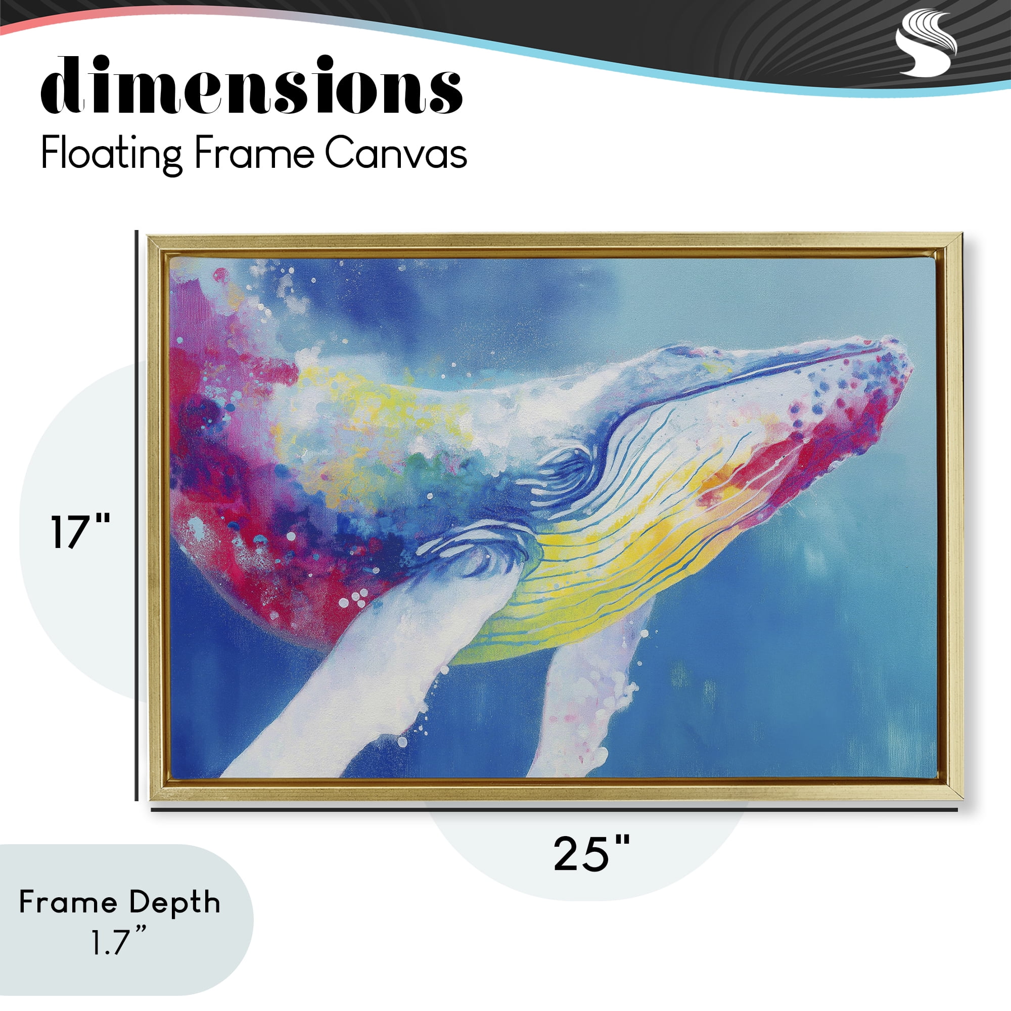 Stupell Industries Breaching Humpback Whale Gold Framed Floater Canvas Wall Art, design by Chromatic Storm Studio