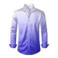 thumbnail image 4 of Mens Shirts Under $10 Mens Stretch Satin Dress Shirts Ombre Long Sleeve Button Down Shirt Formal Business Prom Party Wedding Shirt, 4 of 8