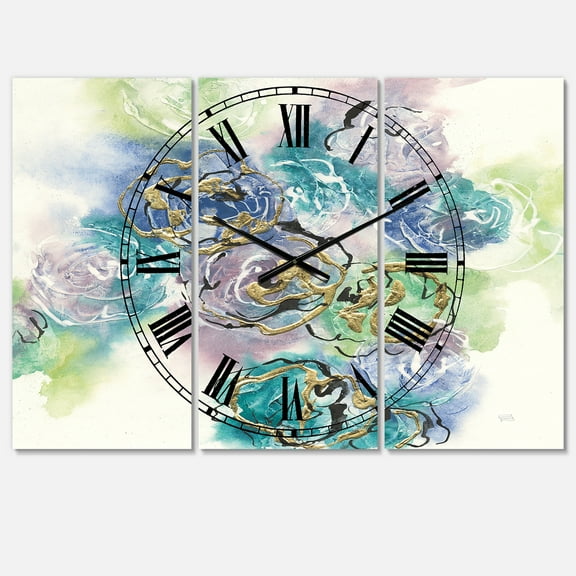 Designart 'Pastel Foral Composition I' Lodge wall clock