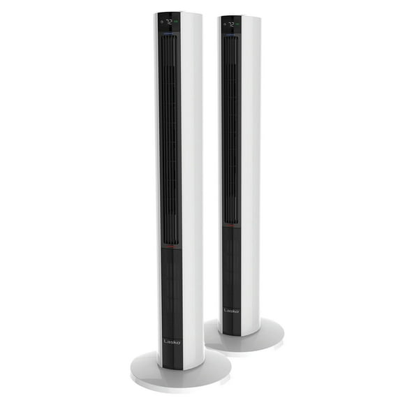 Lasko LKO-FH500 Ventilador de torre y calentador de espacio con control remoto multifunción, silencioso, sin cuchillas, para todas las estaciones, con 3 configuraciones de calor, color blanco (paquete