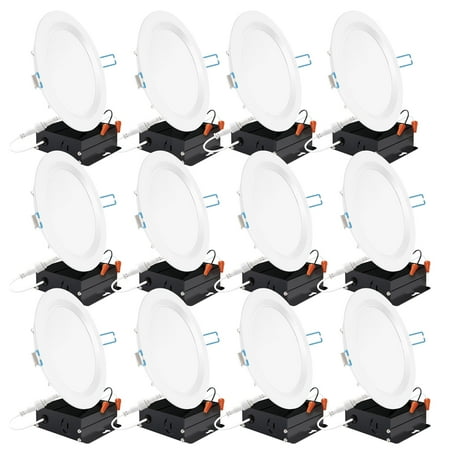 Sunco Lighting 12 Pack 6 Inch Slim LED Downlight, Baffle Trim, Junction Box, 14W=100W, 850 LM, Dimmable, 5000K Daylight, Recessed Jbox Fixture, IC Rated, Retrofit Installation - ETL & Energy Star